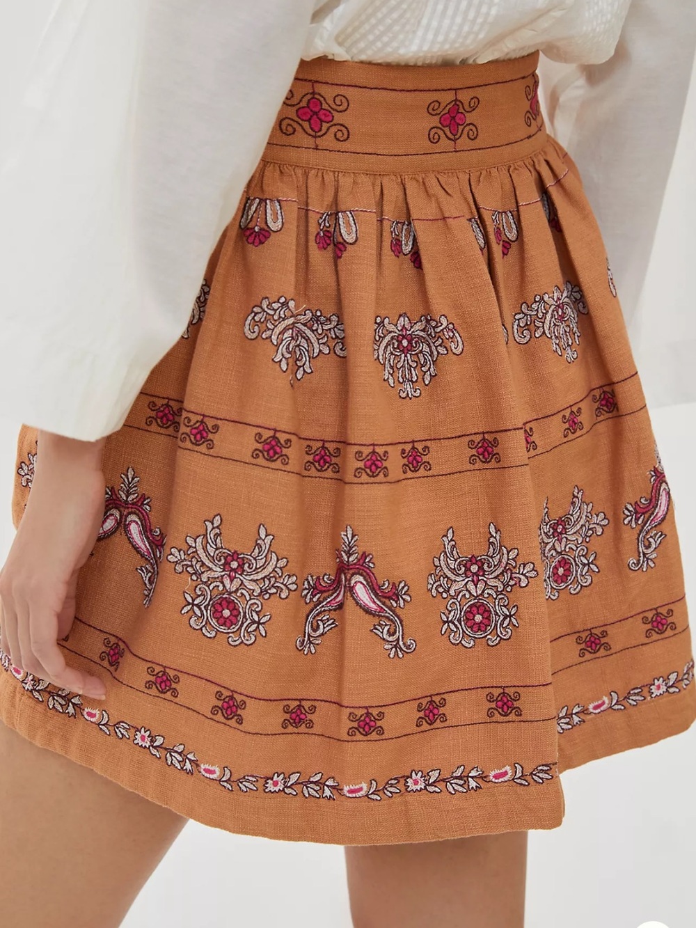 NWOT Anthropologie Meghan Embroidered Mini Skirt - Picture 3 of 11